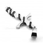 Titanium Cross Pendant Necklace With Black Chain (Free Chain)