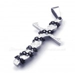 Titanium Cross Pendant Necklace With Black Chain (Free Chain)