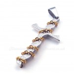 Titanium Cross Pendant Necklace With Gold Chain (Free Chain)