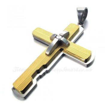 Three Fashion Titanium Cross Pendant Necklace (Free Chain)