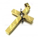 Gold Titanium Cross Pendant Necklace With Twill (Free Chain)