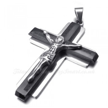 Jesus Titanium Cross Pendant Necklace (Free Chain)