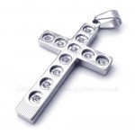 Titanium Cross Pendant Necklace With Concave Dot (Free Chain)