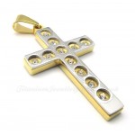 Titanium Cross Pendant Necklace With Concave Dot (Free Chain)