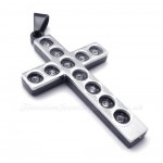 Titanium Cross Pendant Necklace With Concave Dot (Free Chain)