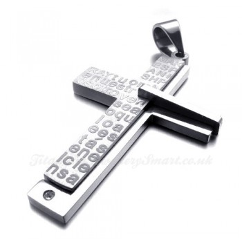 English Alphabet Titanium Cross Pendant Necklace (Free Chain)