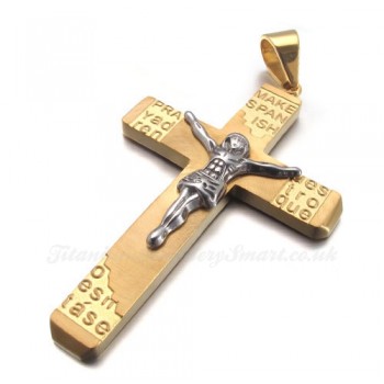 Jesus Alphabet Titanium Cross Pendant Necklace (Free Chain)