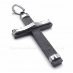 Titanium Cross Pendant Necklace With Alphabet (Free Chain)