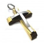Titanium Double Cross Pendant Necklace (Free Chain)