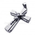 Jesus Titanium Cross Pendant Necklace With Small Dots (Free Chain)