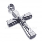 Jesus Titanium Cross Pendant Necklace With Small Dots (Free Chain)