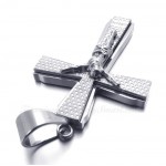 Jesus Titanium Cross Pendant Necklace With Small Dots (Free Chain)