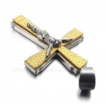 Jesus Titanium Cross Pendant Necklace With Small Dots (Free Chain)