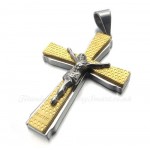 Jesus Titanium Cross Pendant Necklace With Small Dots (Free Chain)