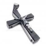 Jesus Titanium Cross Pendant Necklace With Small Dots (Free Chain)