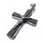 Jesus Titanium Cross Pendant Necklace With Small Dots (Free Chain)