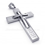 Large Titanium Cross Pendant Necklace Embedded Small Cross (Free Chain)