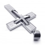 Large Titanium Cross Pendant Necklace Embedded Small Cross (Free Chain)