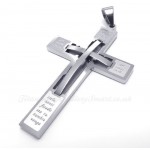 Large Titanium Cross Pendant Necklace Embedded Small Cross (Free Chain)