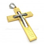 Large Titanium Cross Pendant Necklace Embedded Small Cross (Free Chain)