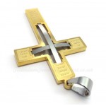 Large Titanium Cross Pendant Necklace Embedded Small Cross (Free Chain)