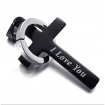 Titanium Ring Cross Pendant Necklace Printed "I Love You" (Free Chain)
