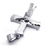 Irregular Shaped Titanium Jesus Cross Pendant Necklace (Free Chain)