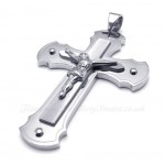 Jesus Double Titanium Cross Pendant Necklace (Free Chain)