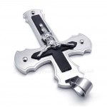 Titanium Double Jesus Cross Pendant Necklace (Free Chain)