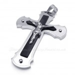 Titanium Double Jesus Cross Pendant Necklace (Free Chain)