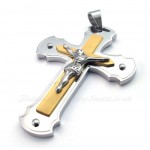Double Titanium Jesus Cross Pendant Necklace (Free Chain)