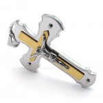 Double Titanium Jesus Cross Pendant Necklace (Free Chain)