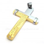 Gold Alphabet Titanium Cross Pendant Necklace (Free Chain)