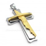 Titanium Three Cross Pendant Necklace (Free Chain)