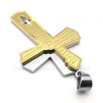 Scripture Titanium Cross Pendant Necklace (Free Chain)