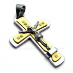 Jesus Titanium Cross Pendant Necklace With Zircon (Free Chain)