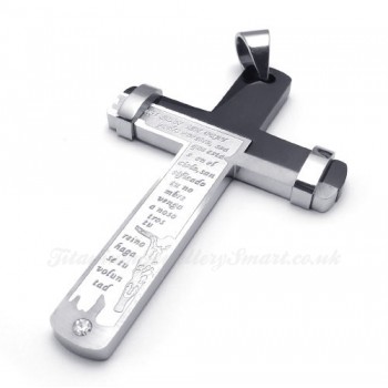 Scripture Titanium Cross Pendant Necklace In Double Color (Free Chain)