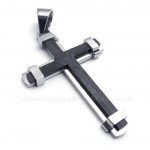 Fashion Double Color Titanium Cross Pendant Necklace (Free Chain)