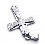 Fashion Titanium Cross Pendant Necklace With Small Rhombus Pattern (Free Chain)