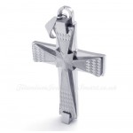 Fashion Titanium Cross Pendant Necklace With Small Rhombus Pattern (Free Chain)