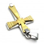 Fashion Titanium Cross Pendant Necklace With Small Rhombus Pattern (Free Chain)