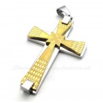 Fashion Titanium Cross Pendant Necklace With Small Rhombus Pattern (Free Chain)