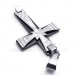 Fashion Titanium Cross Pendant Necklace With Small Rhombus Pattern (Free Chain)