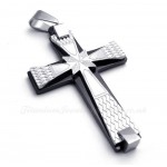 Fashion Titanium Cross Pendant Necklace With Small Rhombus Pattern (Free Chain)