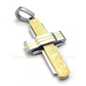 Fahion Titanium Cross Pendant Necklace (Free Chain)