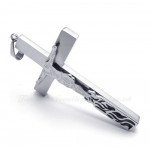 Jesus Silver Titanium Cross Pendant Necklace (Free Chain)