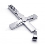 Jesus Silver Titanium Cross Pendant Necklace (Free Chain)