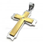 Fashion Titanium Two Cross Combination Pendant Necklace (Free Chain)