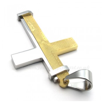 Titanium Cross Pendant Necklace In Double Color (Free Chain)
