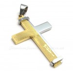 Titanium Cross Pendant Necklace In Double Color (Free Chain)